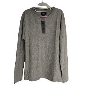 Men's Grayers Gray Long Sleeve Henley Top | Size XL